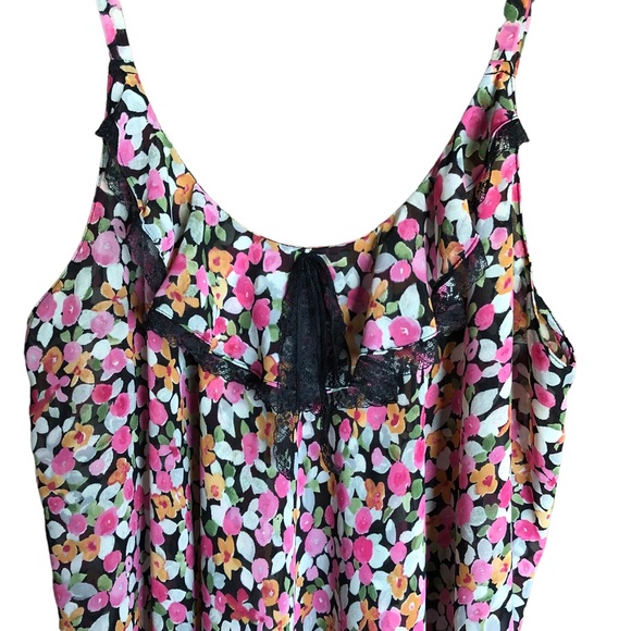 Oscar De La Renta Floral Pink Short Babydoll Short Chemise Nightie SZ M - Picture 3 of 7